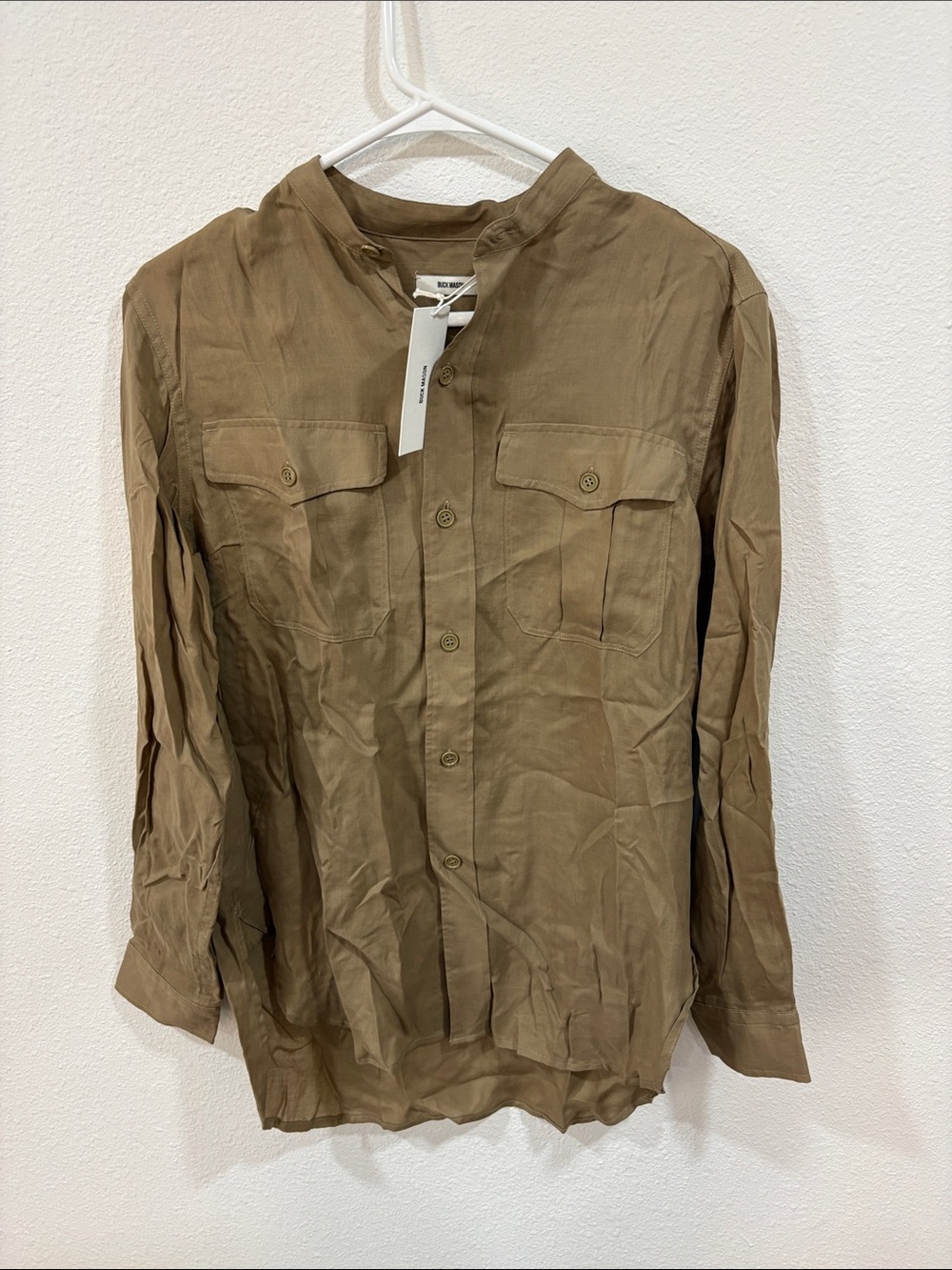 Buck Mason Women’s Small British Khaki Officer Shirt Utility Button Down $288